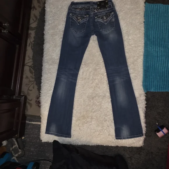 Miss Me Women's Embellished Blue Denim Jeans - Picture 5 of 6